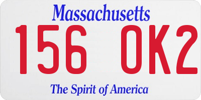 MA license plate 156OK2
