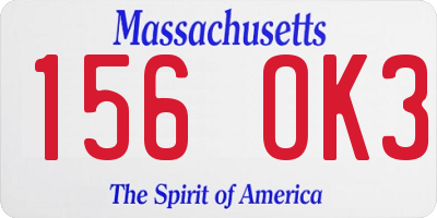 MA license plate 156OK3