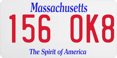 MA license plate 156OK8