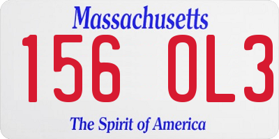 MA license plate 156OL3