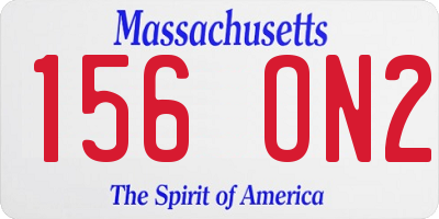 MA license plate 156ON2