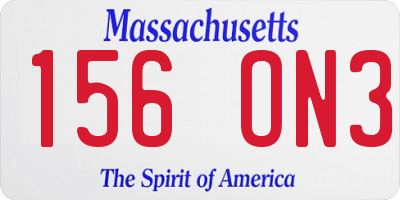 MA license plate 156ON3