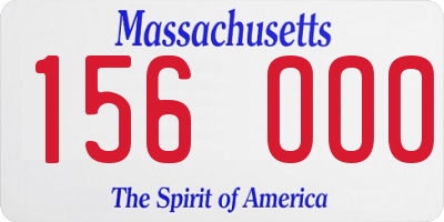 MA license plate 156OO0