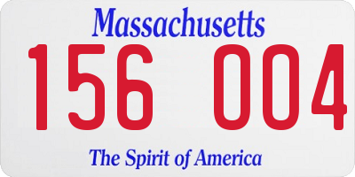MA license plate 156OO4