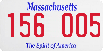 MA license plate 156OO5