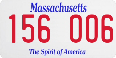 MA license plate 156OO6