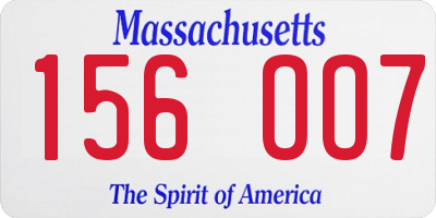 MA license plate 156OO7