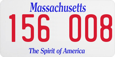 MA license plate 156OO8