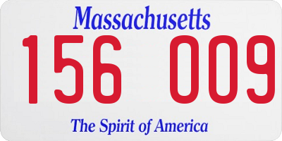 MA license plate 156OO9