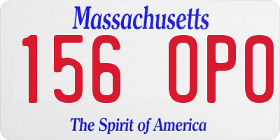 MA license plate 156OP0