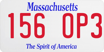 MA license plate 156OP3