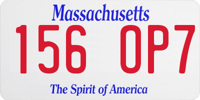 MA license plate 156OP7