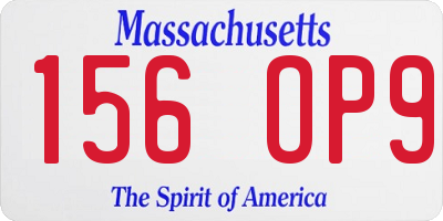 MA license plate 156OP9