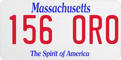 MA license plate 156OR0