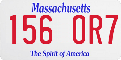 MA license plate 156OR7