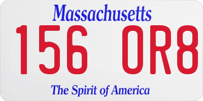 MA license plate 156OR8