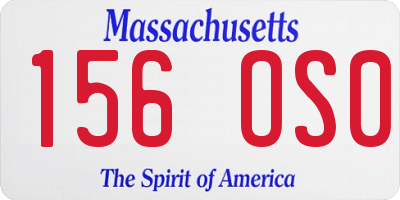 MA license plate 156OS0