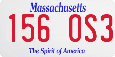 MA license plate 156OS3