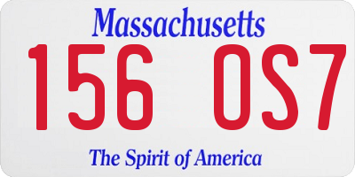 MA license plate 156OS7