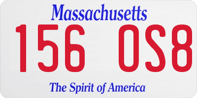 MA license plate 156OS8