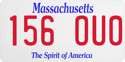 MA license plate 156OU0