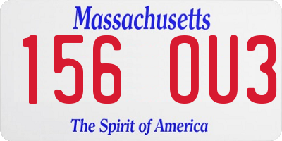 MA license plate 156OU3