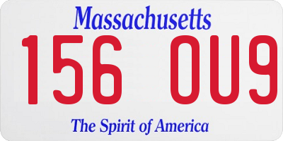 MA license plate 156OU9