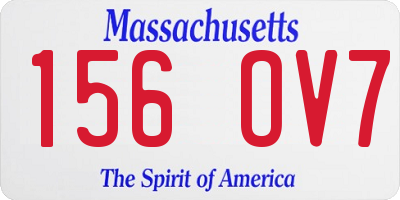 MA license plate 156OV7