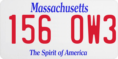 MA license plate 156OW3
