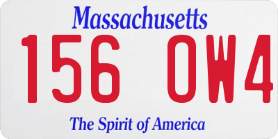 MA license plate 156OW4