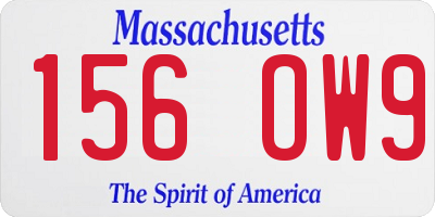 MA license plate 156OW9