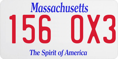 MA license plate 156OX3