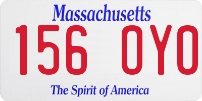MA license plate 156OY0