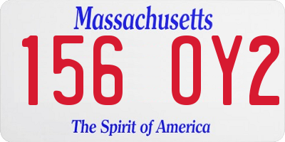 MA license plate 156OY2