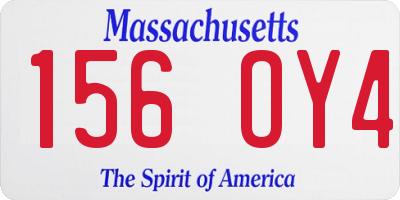 MA license plate 156OY4