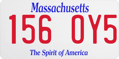 MA license plate 156OY5