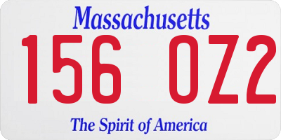 MA license plate 156OZ2