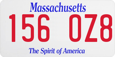 MA license plate 156OZ8