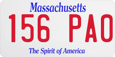 MA license plate 156PA0