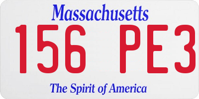 MA license plate 156PE3