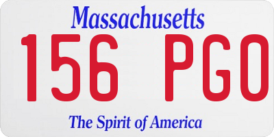 MA license plate 156PG0