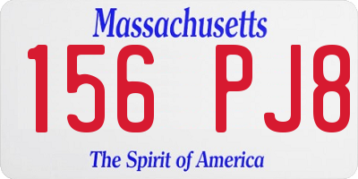 MA license plate 156PJ8