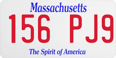 MA license plate 156PJ9