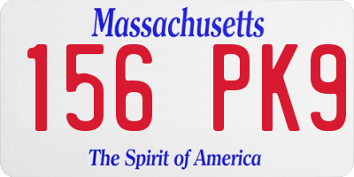 MA license plate 156PK9