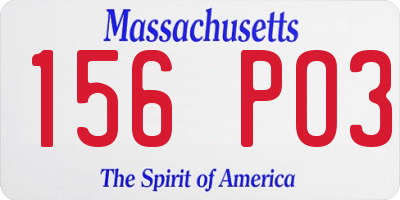 MA license plate 156PO3
