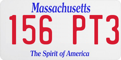 MA license plate 156PT3