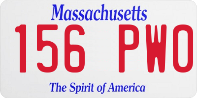 MA license plate 156PW0