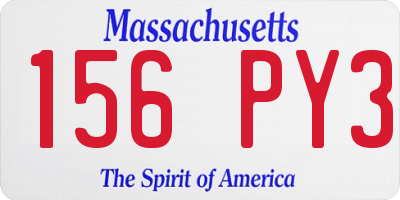 MA license plate 156PY3