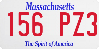 MA license plate 156PZ3