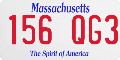 MA license plate 156QG3